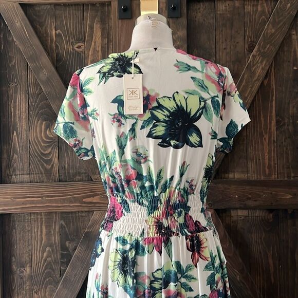 KOH KOH Summer V Neck Long Cap Sleeve Maxi Floral Dress - Picture 7 of 13